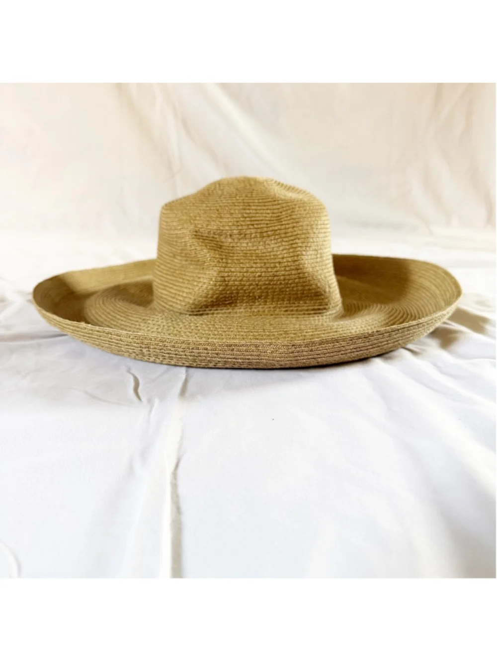 Eric Javits Squishee Raffia Sun Hat Natural Tan Wide Brim Packable Beachy Resort - Picture 5 of 10
